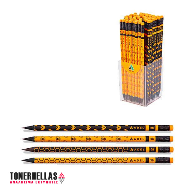 ADEL μολύβι με σβήστρα "BEE" 2Β 4χρωμ κοκτεηλ